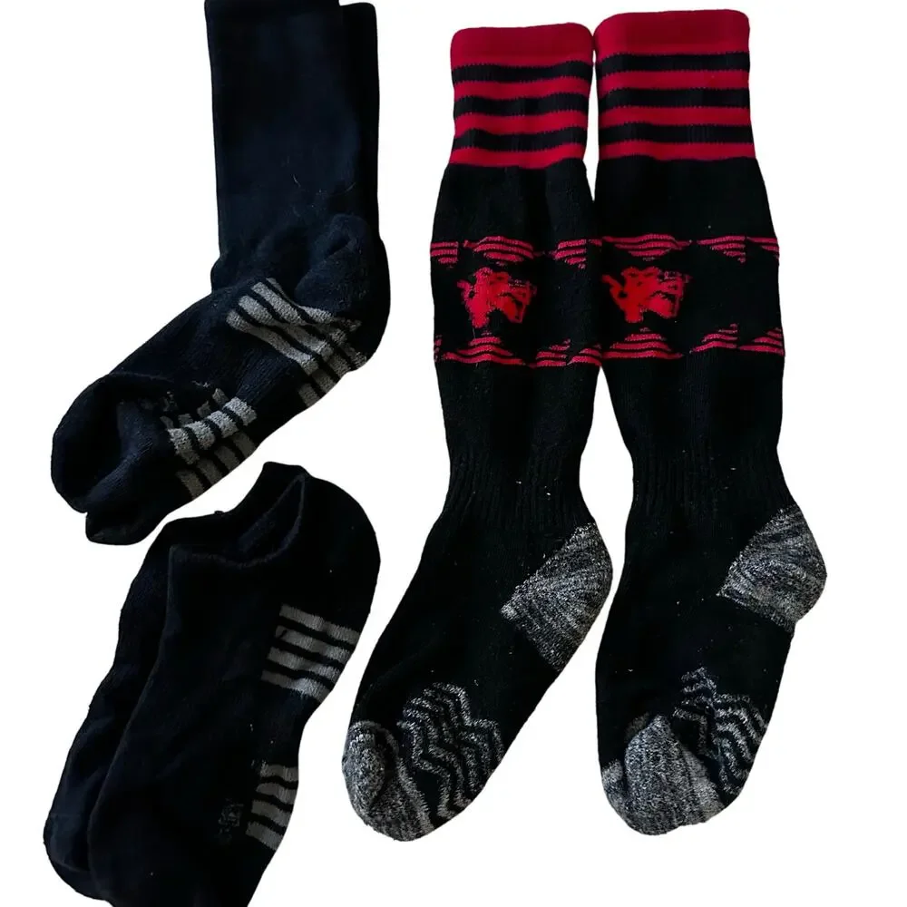 Boys Size Large Sock Bundle - Black and Red - 3 Pairs